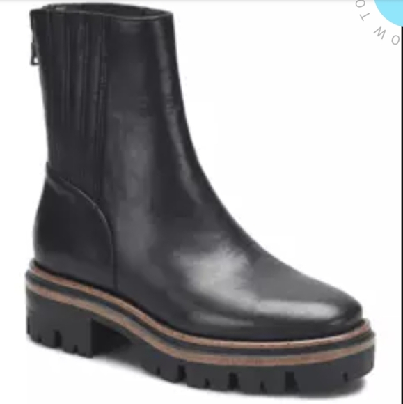 Korks Kork-Ease Vivi Lug Black Chunky Heel Ankle Boots - Picture 1 of 10